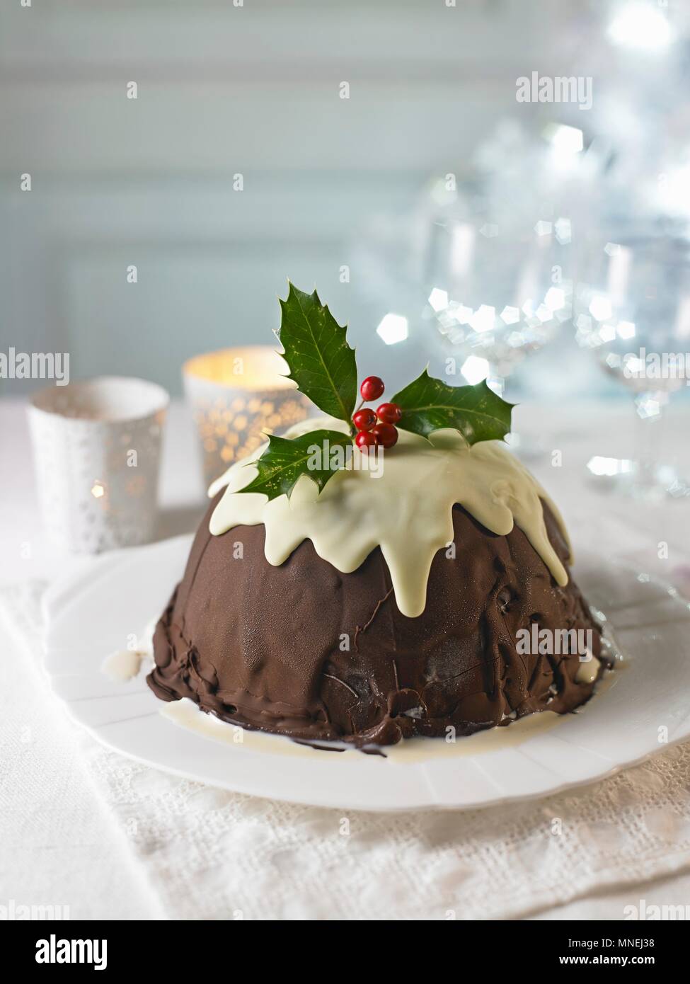 Un budino di prugne per Natale Foto Stock