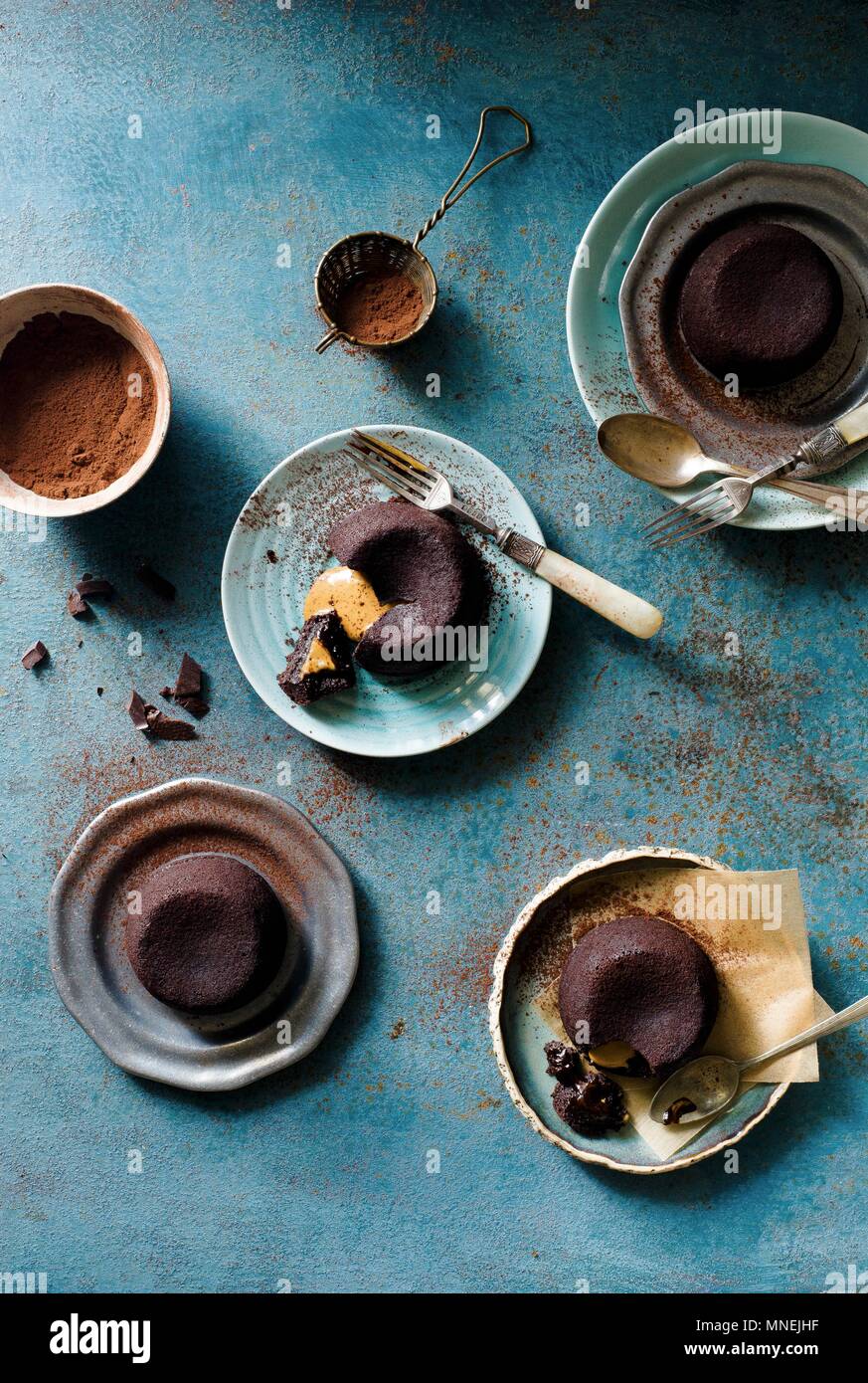 Burro di arachidi choco torta di lava Foto Stock