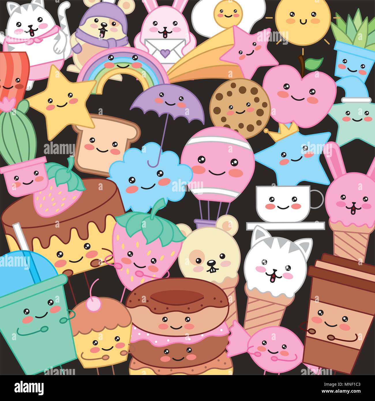 Kawaii cartoon immagine Illustrazione Vettoriale