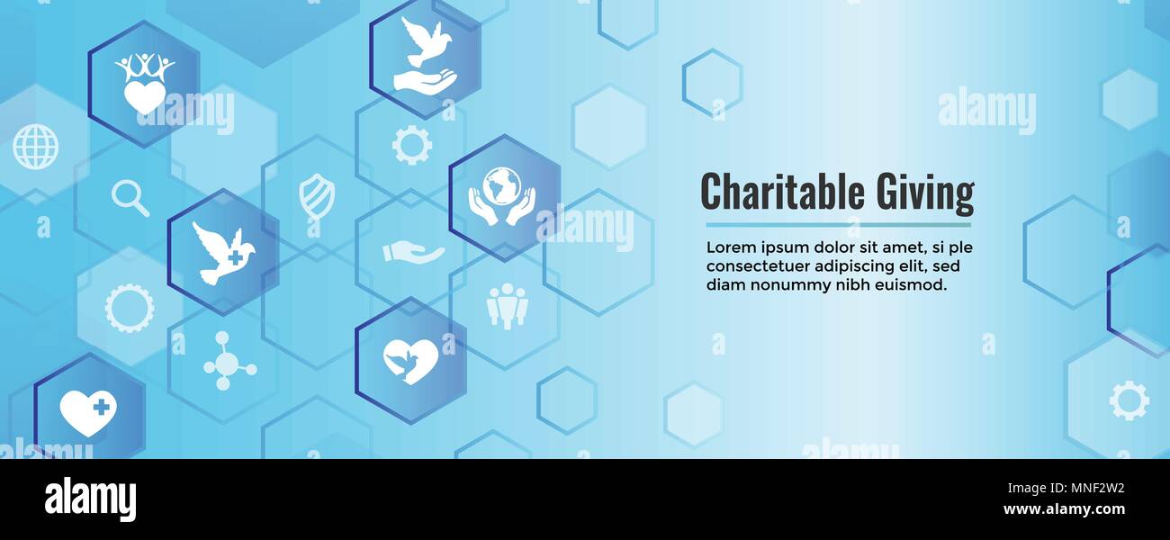 La carità e il lavoro di soccorso - dare caritatevole Web banner - icona impostare Illustrazione Vettoriale