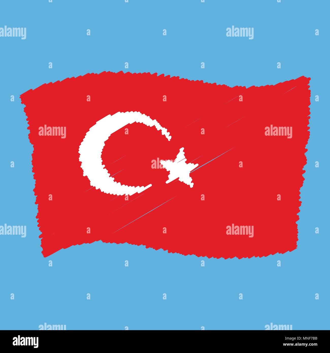 La Turchia bandiera nazionale - Al Bayrak - battenti grunge disegno a matita schizzi isolato illustrazione vettoriale Illustrazione Vettoriale
