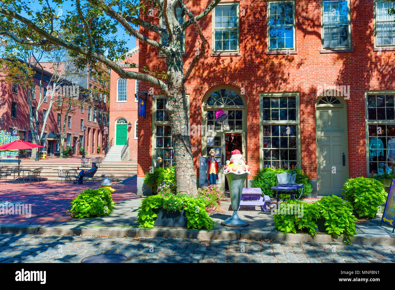 Salem, Massachusetts, STATI UNITI D'America - 14 Settembre 2016: un carino icecream shop situato nel centro storico di Salem nel Massachusetts. Foto Stock