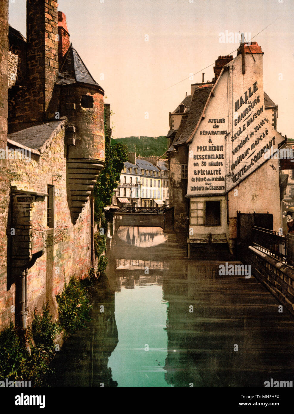 La passerella del Steir, Quimper, Francia, circa 1900 Foto Stock