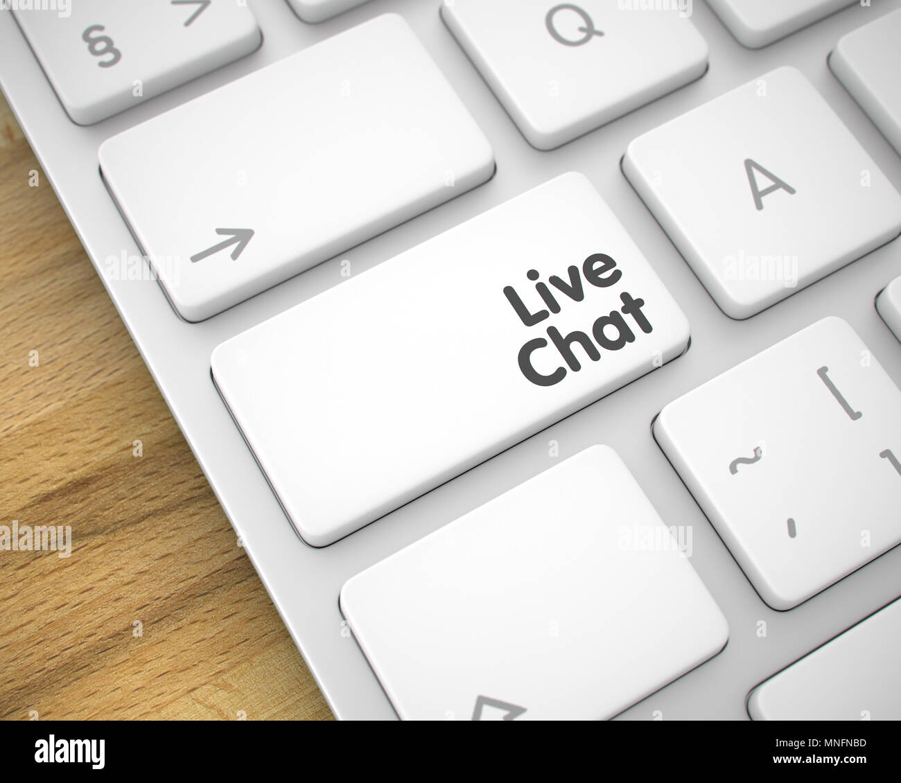 Live Chat - Testo sul bianco Tastiera. 3D. Foto Stock