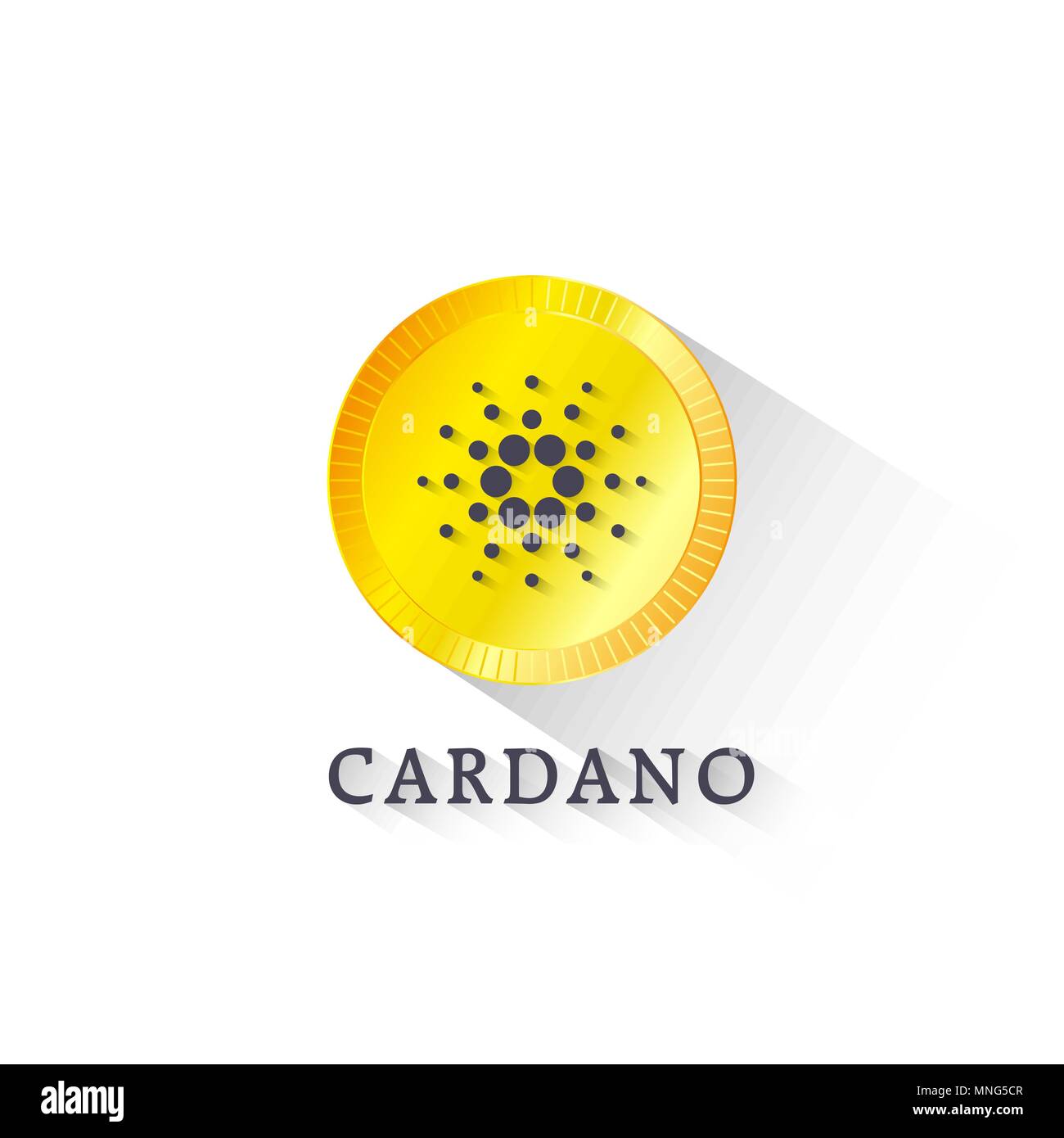 Cardano Crypto moneta con bottone giallo Illustrazione Vettoriale