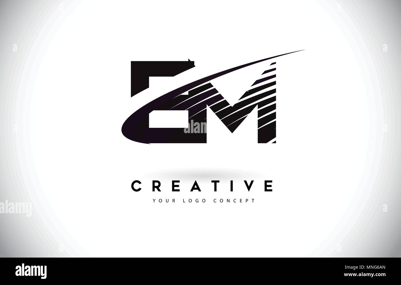 EM E M Lettera Logo Design con Swoosh e linee nere. Creative moderne linee  di zebra lettere Logo vettoriale Immagine e Vettoriale - Alamy