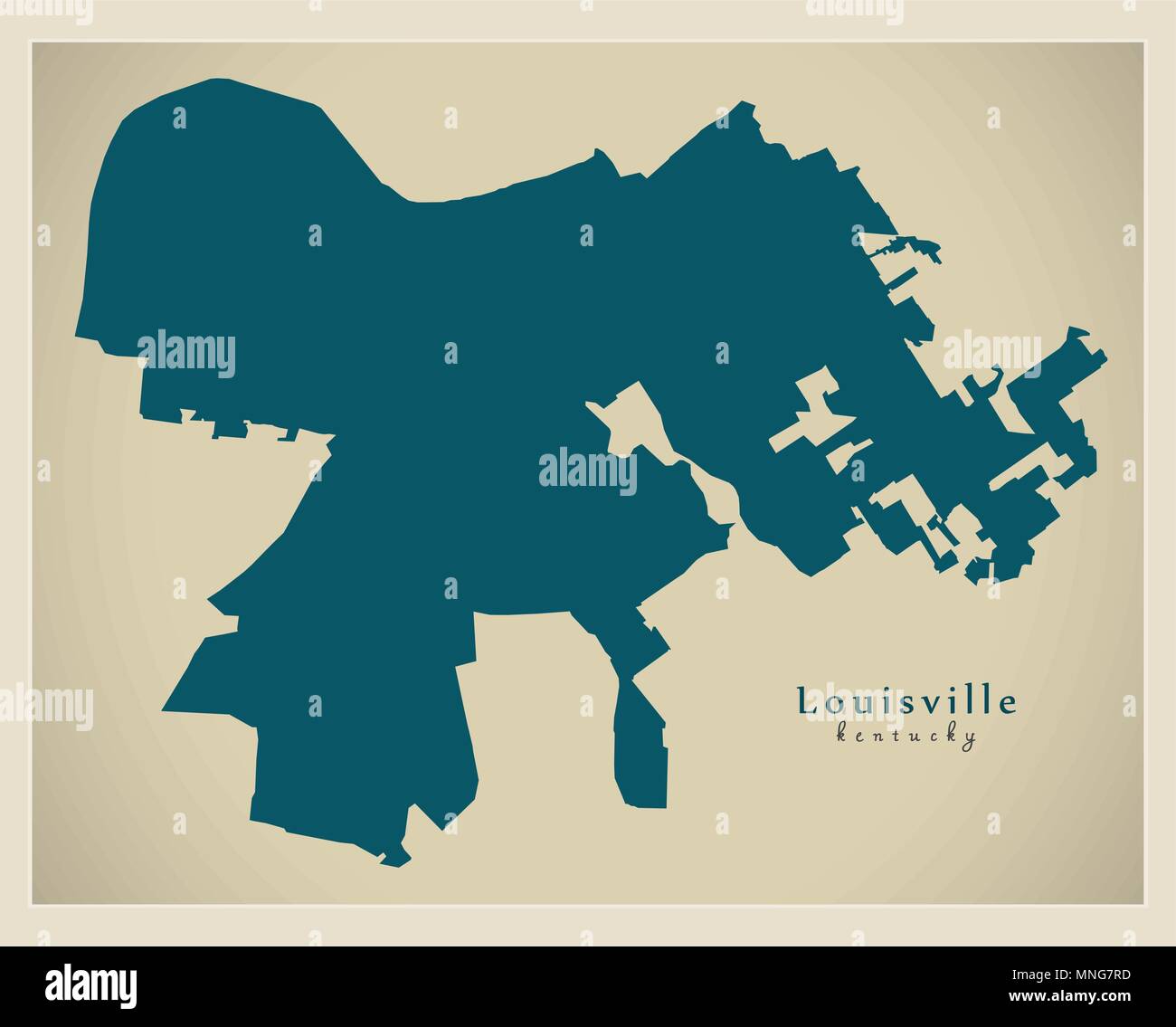 Città moderna mappa - Louisville Kentucky città degli STATI UNITI D'AMERICA Illustrazione Vettoriale