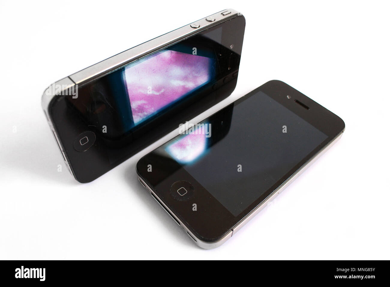 Iphone 4 e i-phone quattro s, doppia smatphone Foto Stock