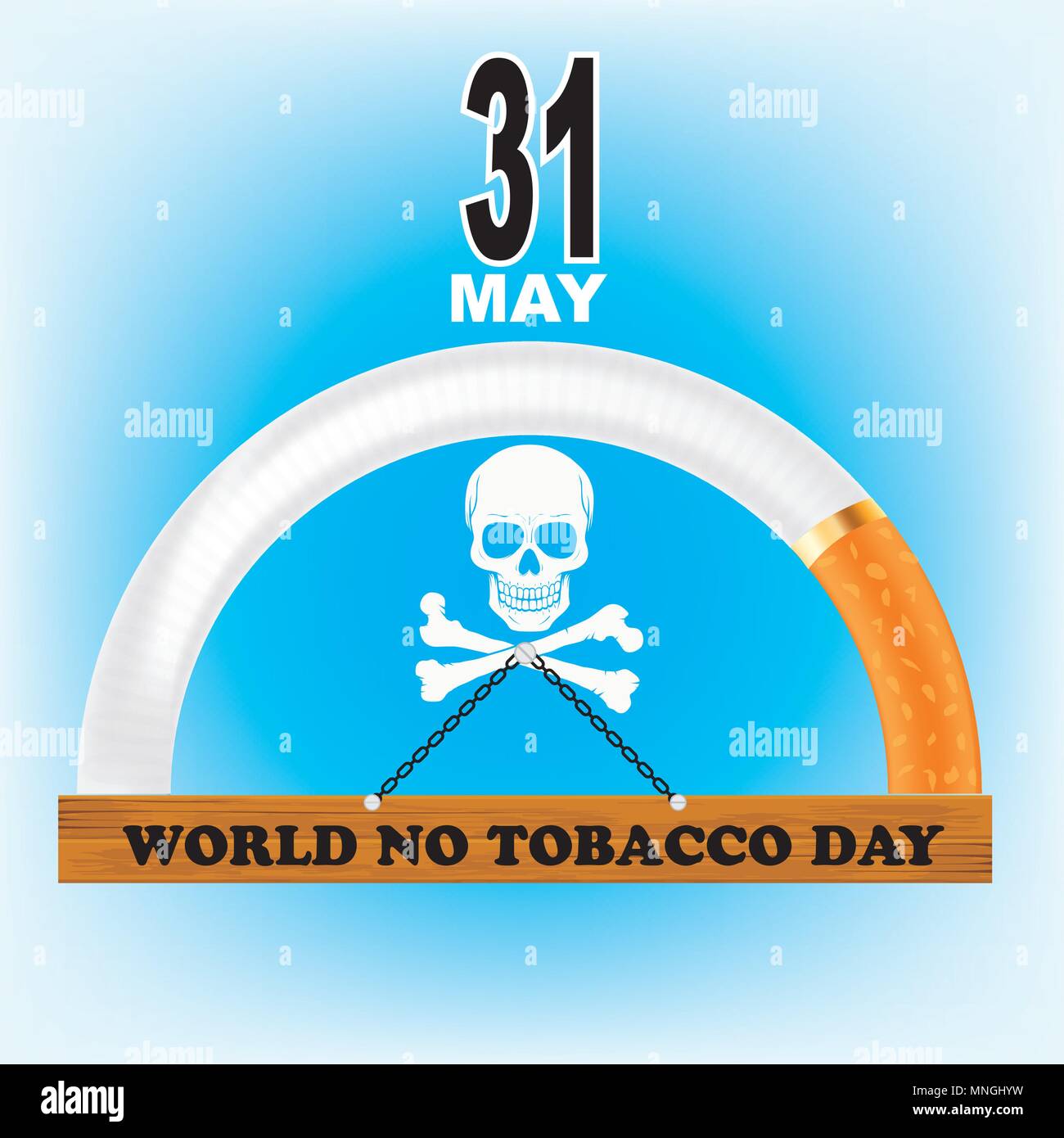 31 maggio celebra la Giornata Mondiale senza tabacco. La giornata è inoltre destinato ad attirare l attenzione per la diffusa prevalenza di uso di tabacco e il negativo effetto di salute Illustrazione Vettoriale