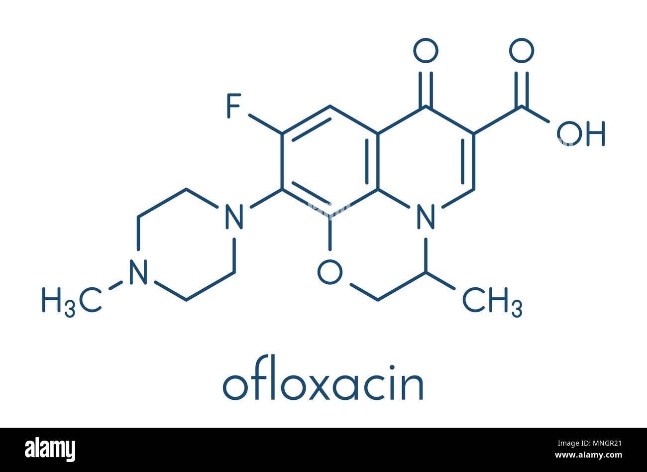 Ofloxacin antibiotici fluorochinolone molecola di farmaco. Formula di  scheletro Immagine e Vettoriale - Alamy