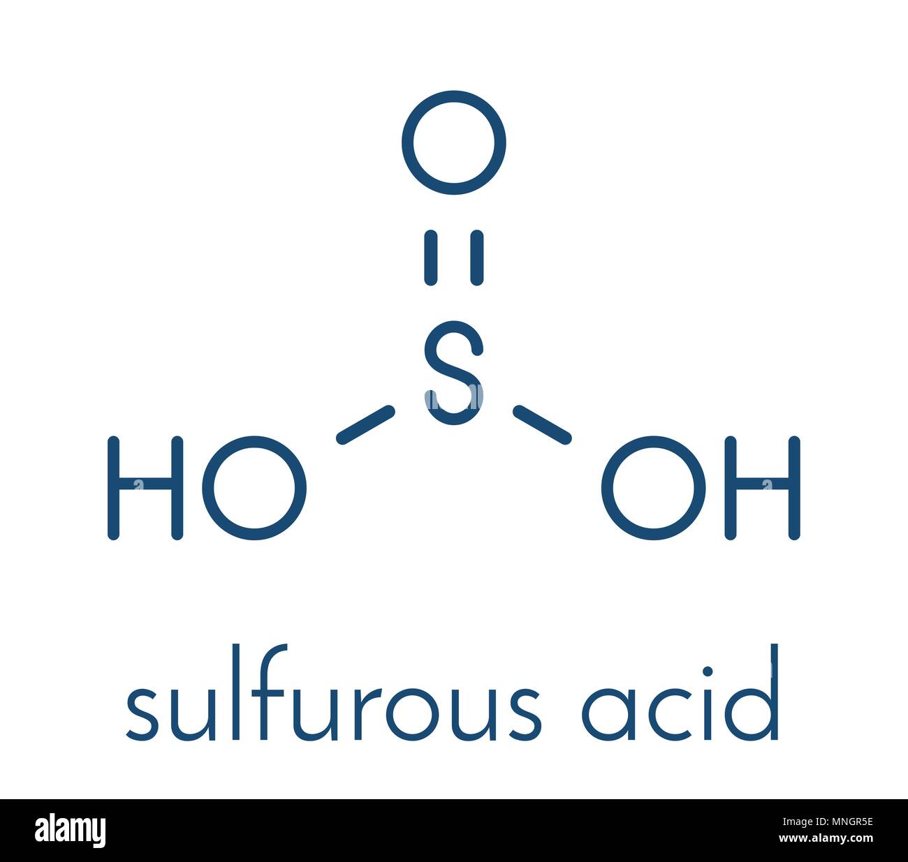 Acido solforico (H2SO3) molecola. Basi coniugate sono bisolfito e solfito.  Formula di scheletro Immagine e Vettoriale - Alamy