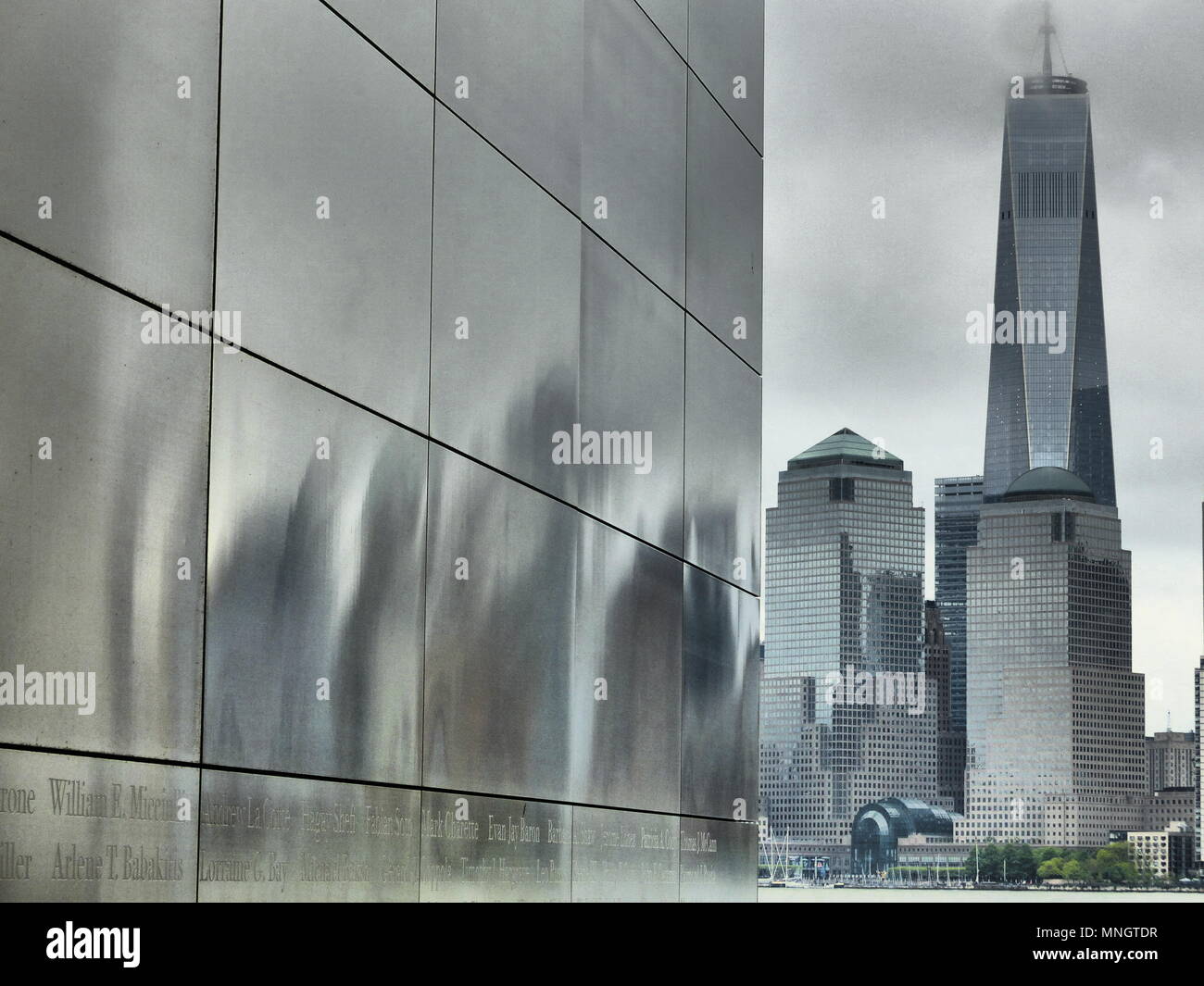 Memorial, 9/11 vittime, Open Sky Memorial, riflessione, fantasmi, attacco terroristico, 9/11, memorial,Manhattan, Freedom Tower, World Trade Center Foto Stock