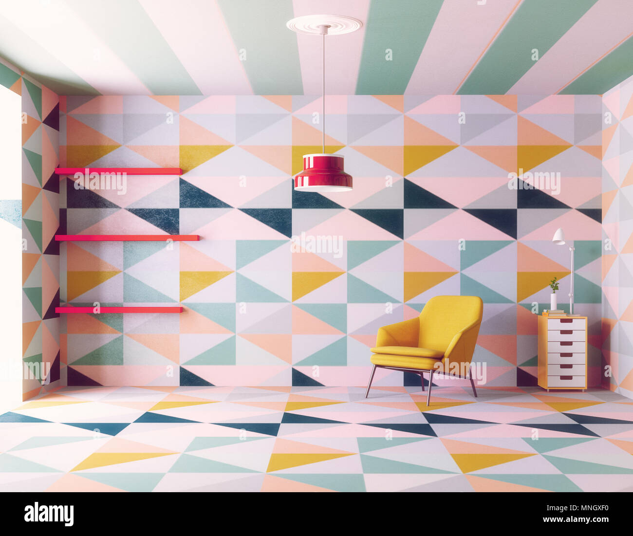 Colore modello geometrico interno. 3d disegno creativo Foto Stock