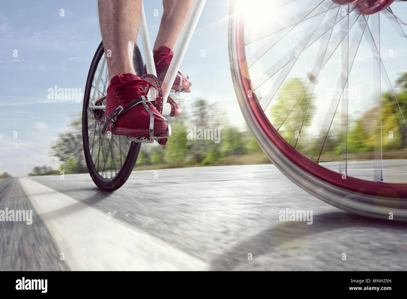 Moderno velocità singola bicicletta in movimento Foto Stock