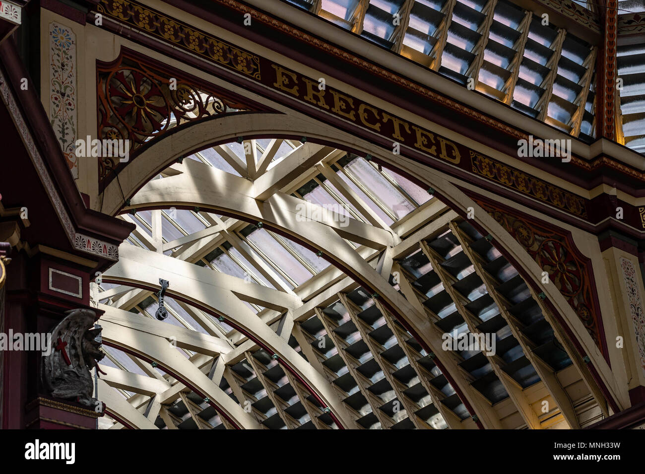 Mercato Leadenhall è un mercato coperto di Londra, situato su Gracechurch Street è uno dei più antichi mercati di Londra risalente al xiv centur Foto Stock