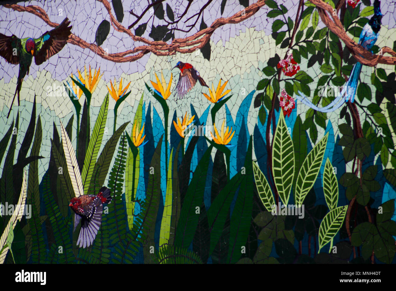 Arte dei graffiti, wall art trovato su un ponte in Panjim Goa, India Foto Stock