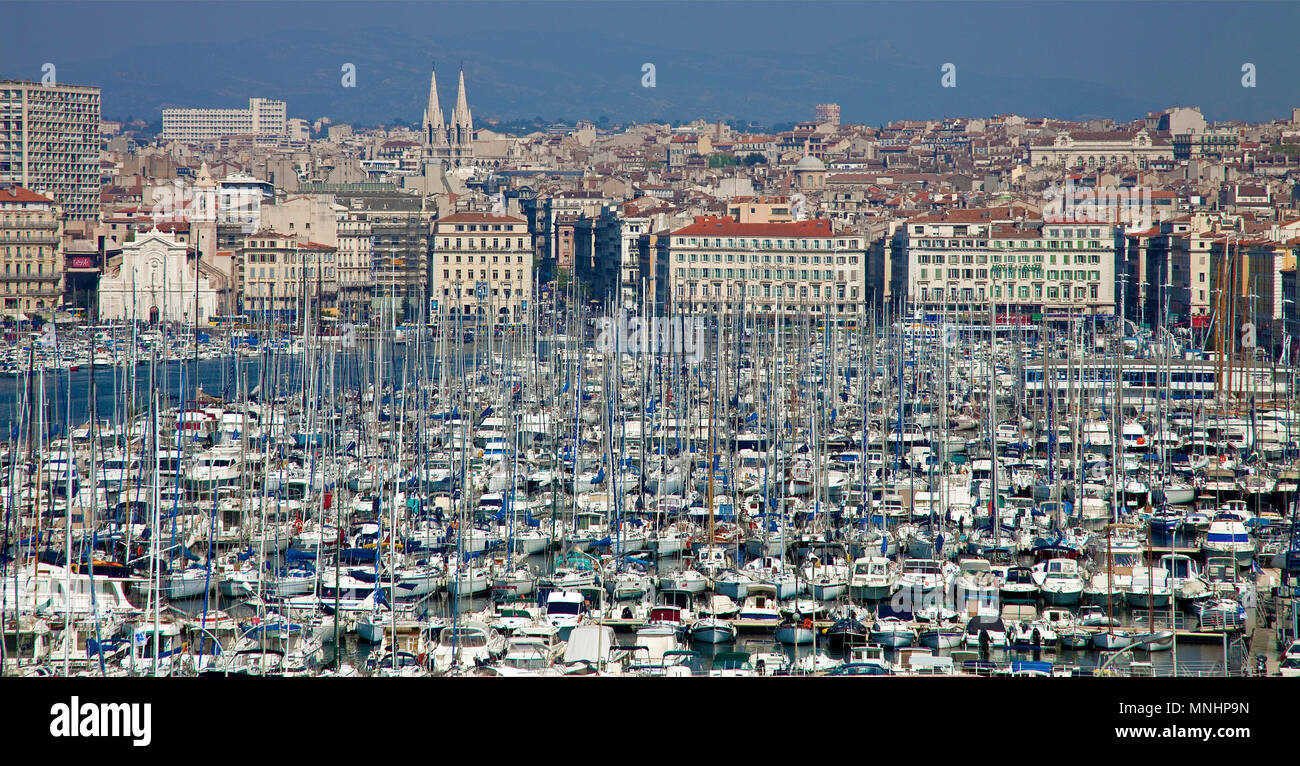 Porto Vecchio Vieux Port, Marseille, Bouches-du-Rhone, Provence-Alpes-Côte d'Azur, in Francia del Sud, Francia, Europa Foto Stock