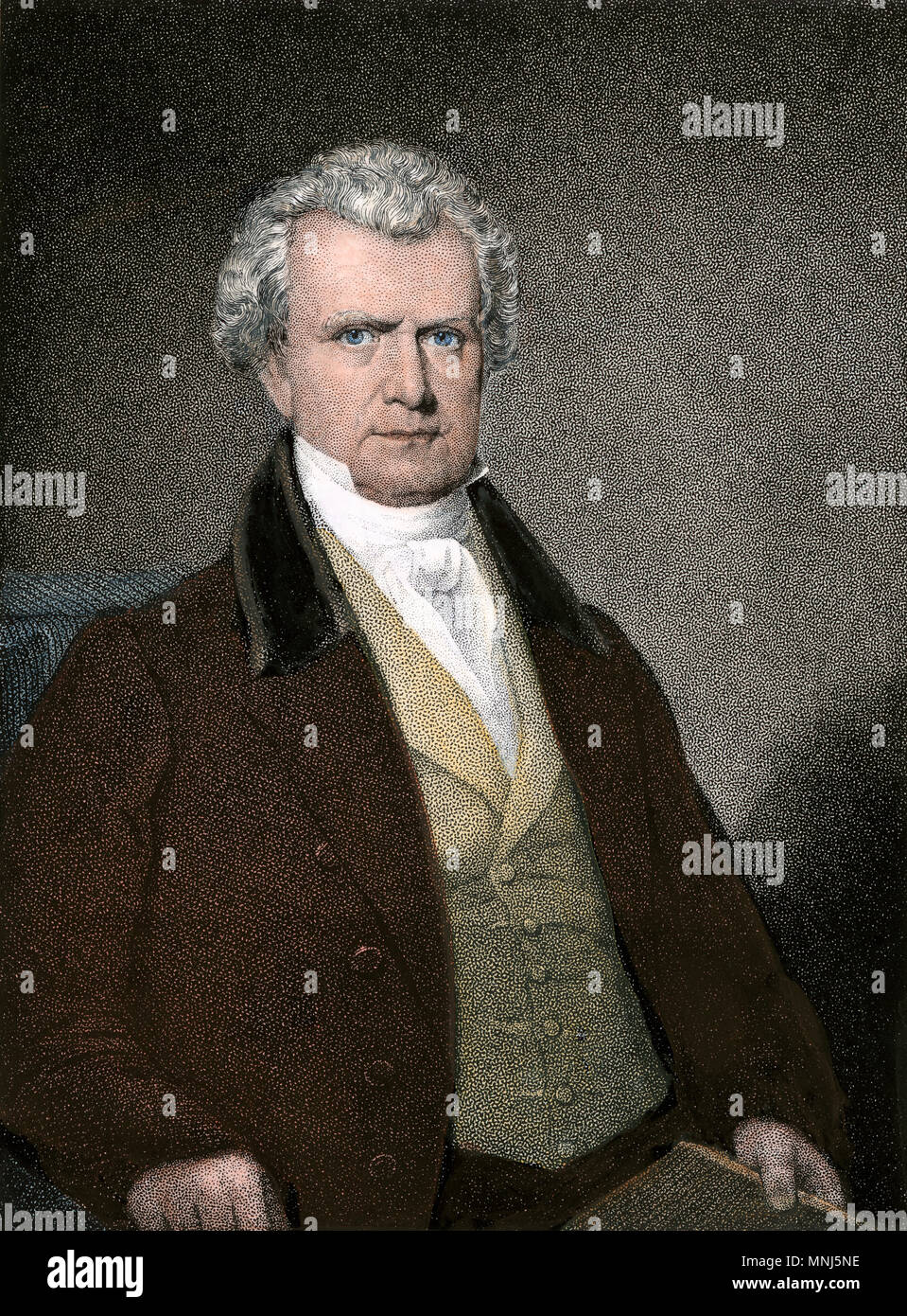 US Attorney General Felix Grundy. Colorate a mano l'incisione Foto Stock