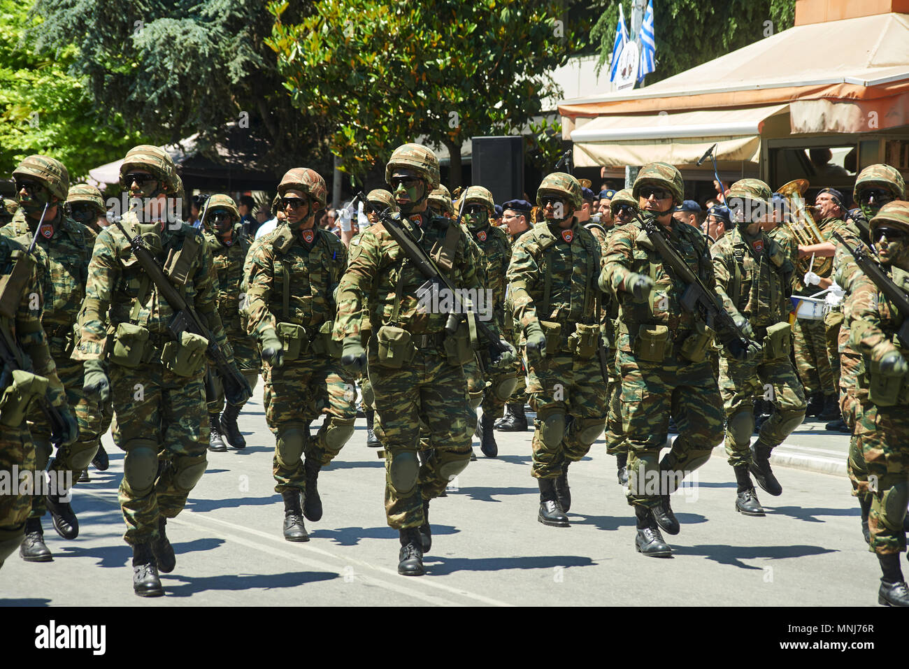 ALEXANDROUPOLI, GRECIA-Maggio 14, 2018:Greco Forze Speciali.Selebration di Alexandropoli Independence Day Parade. Foto Stock