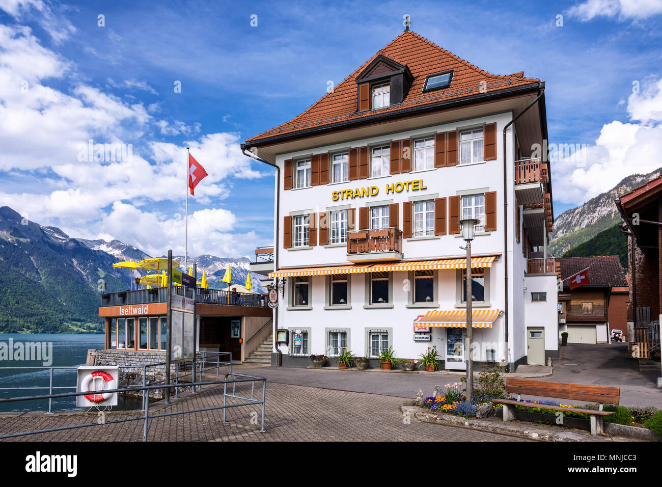 Strand Hotel Iseltwald, Oberland bernese, Svizzera Foto Stock