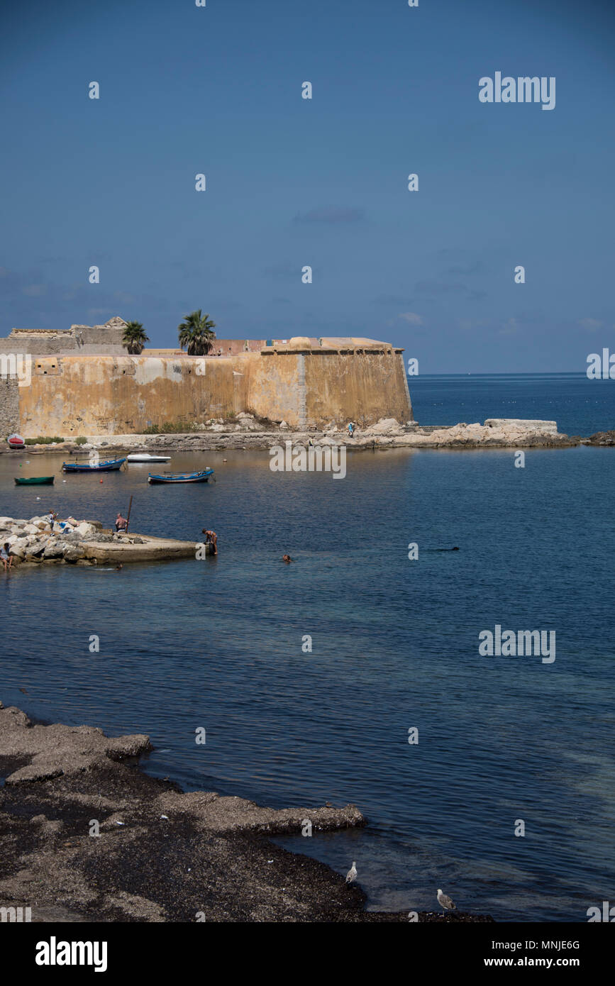 Vista del Bastione Conca, Trapani, Sicilia Foto Stock