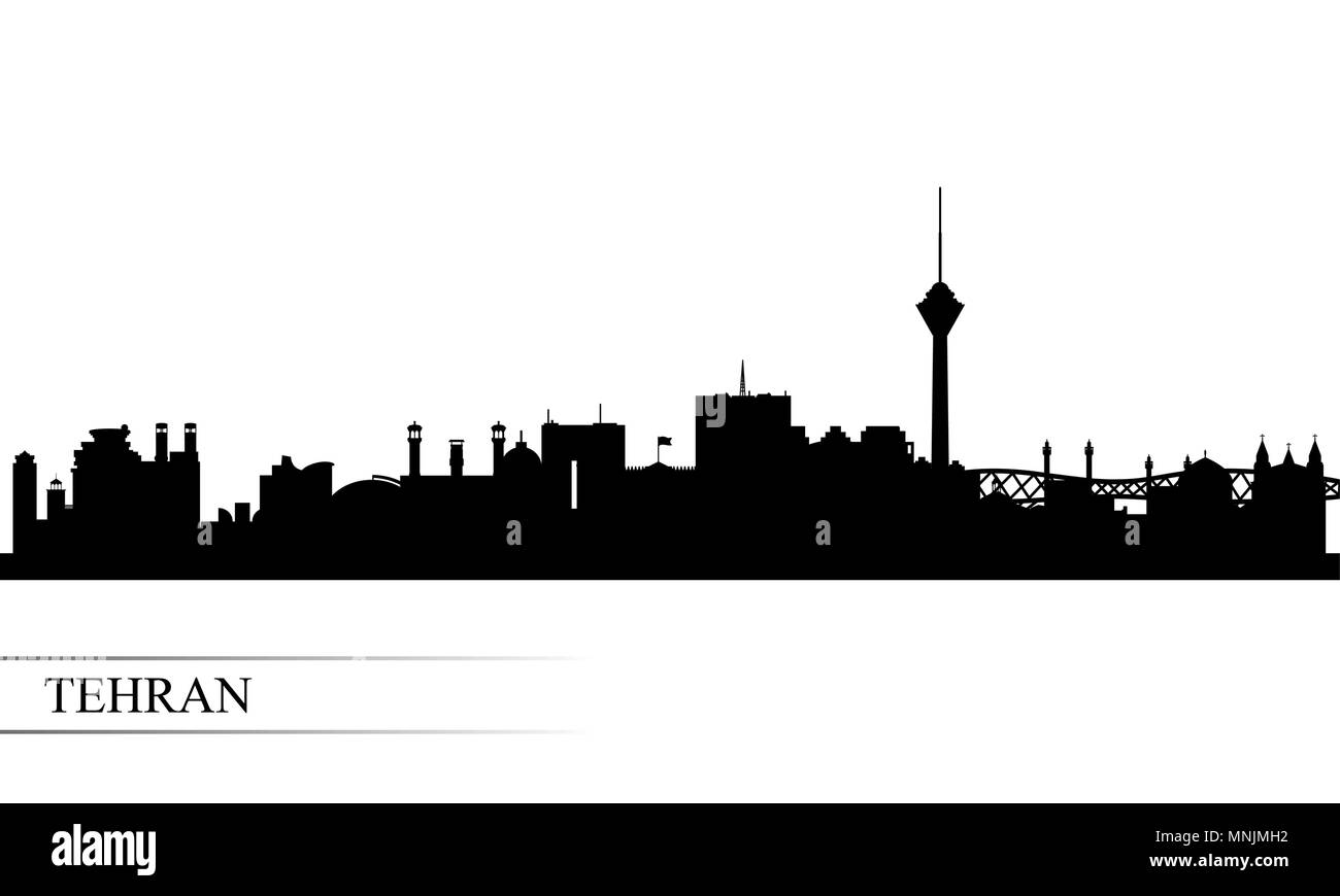 Tehran skyline della città sullo sfondo di silhouette, illustrazione vettoriale Illustrazione Vettoriale