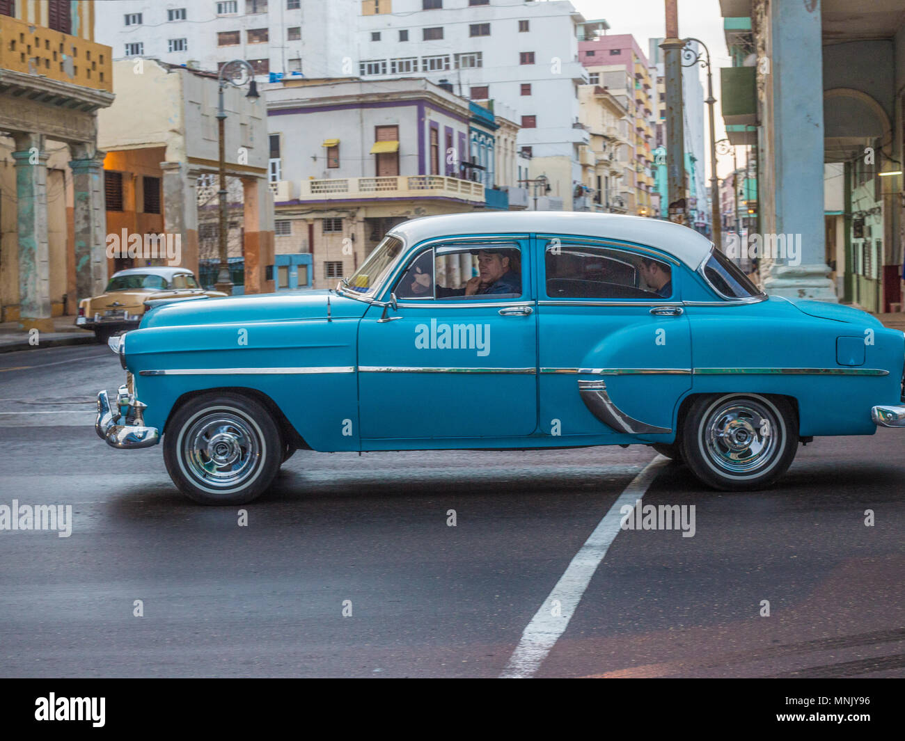L'Avana Cuba Taxi Auto vecchia Street Foto Stock