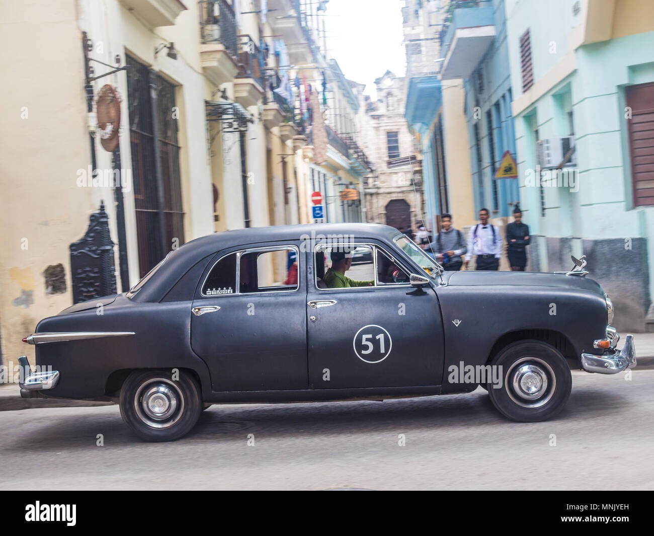 Taxi strade di crociera di Havana Cuba Foto Stock