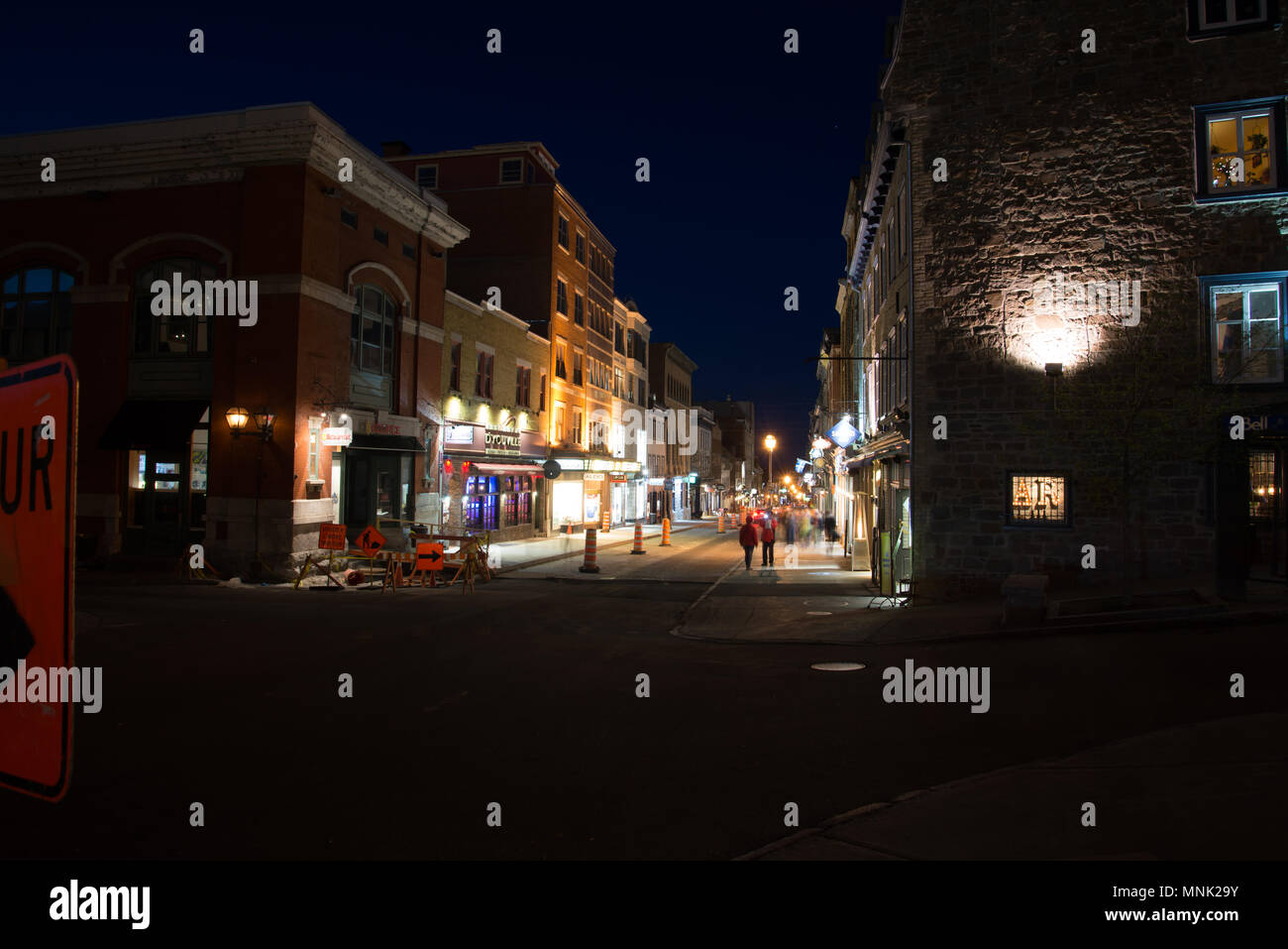 Vecchia Quebec City Night fotografie Foto Stock