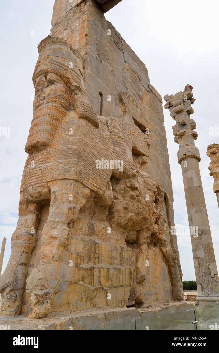 Testa di cavallo statue. Persepoli era il cerimoniale di capitale dell'Impero achemenide Foto Stock