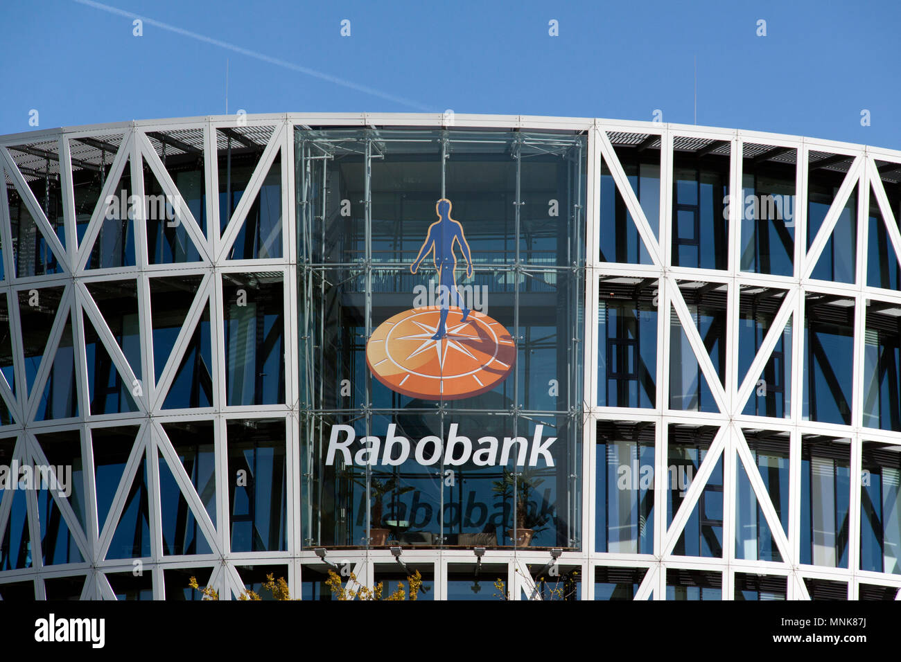 Roelofsarendsveen, Paesi Bassi - 5 maggio 2015: Rabobank segno su una parete in Roelofsarendsveen Foto Stock