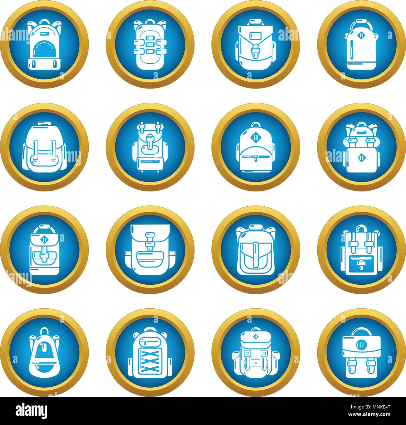 Zaino set di icone, stile semplice Illustrazione Vettoriale