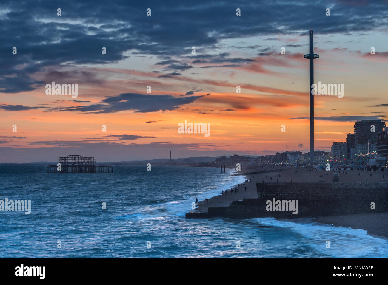 Brighton dopo il tramonto Foto Stock