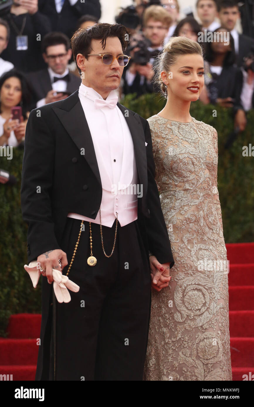 Johnny Depp e ambra sentita frequentare il 'Charles James: oltre la moda' Costume Institute Gala al Metropolitan Museum of Art il 5 maggio 2014 nel nuovo Foto Stock