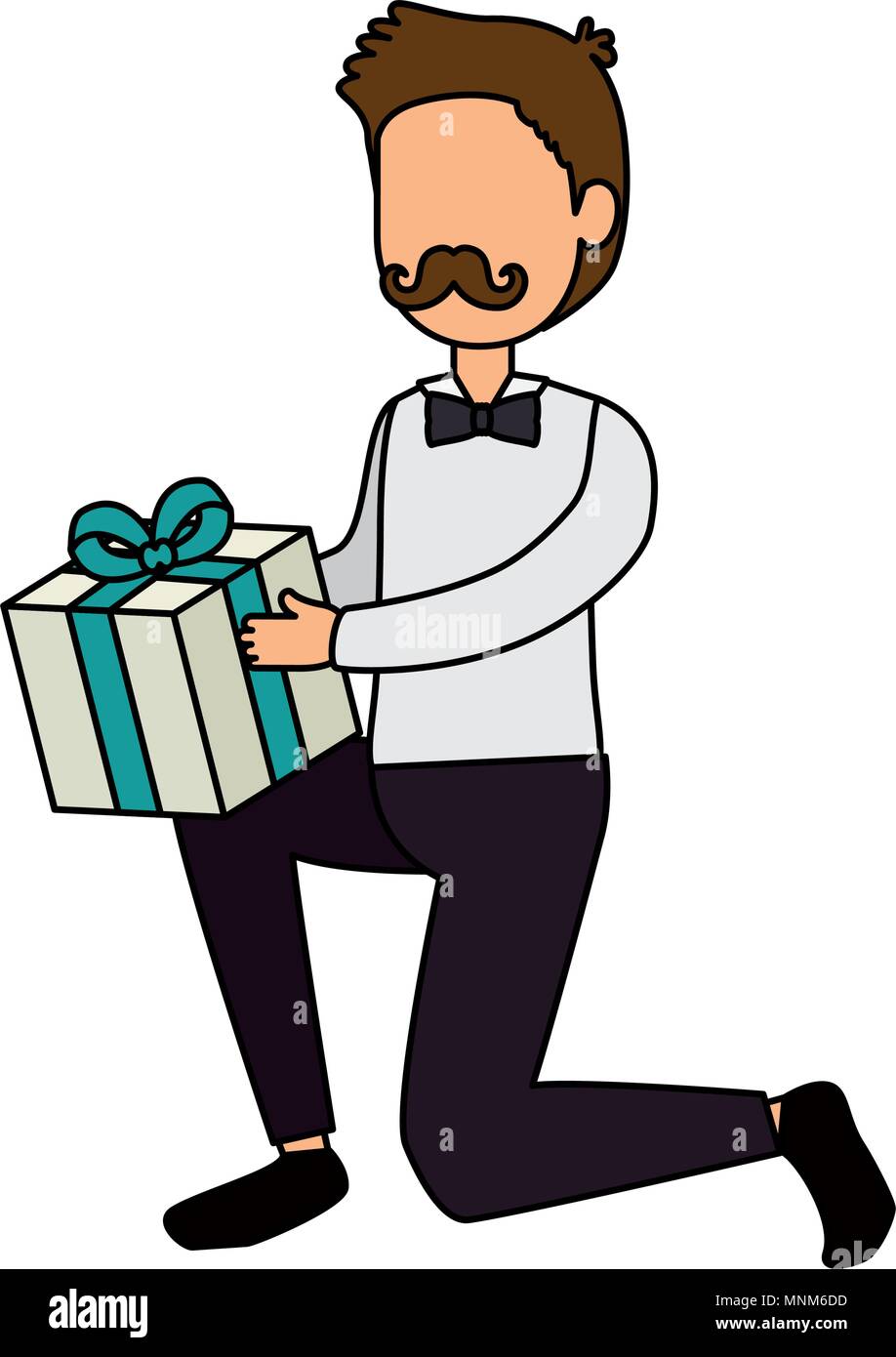 Carino padre con giftbox avatar carattere Illustrazione Vettoriale
