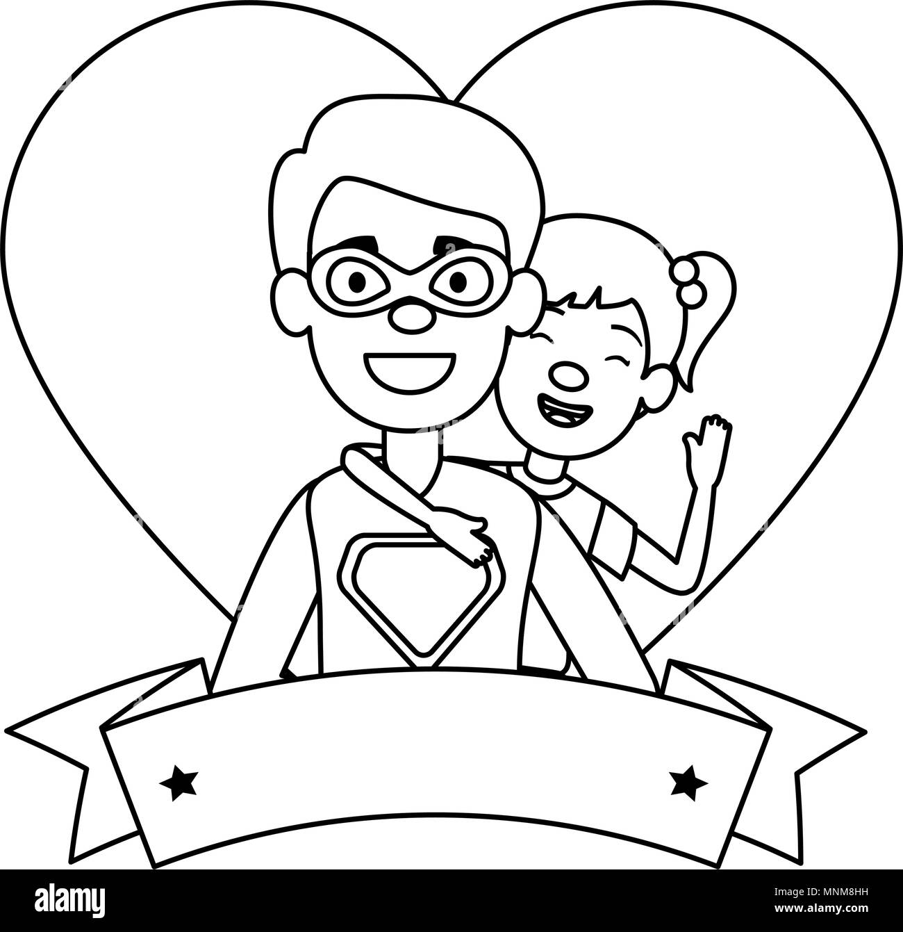 Super best papà e figlia con caratteri di cuore Immagine e Vettoriale - Alamy