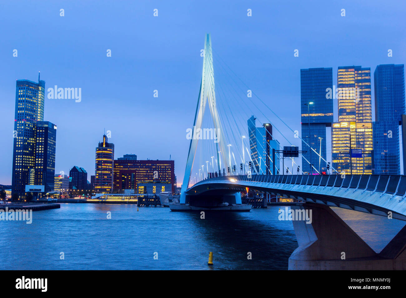 Paesi Bassi, Rotterdam, città al crepuscolo Foto Stock