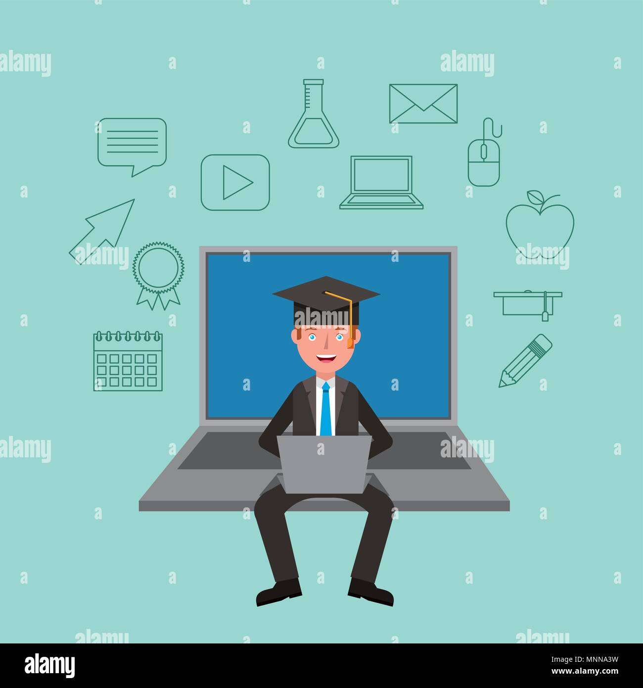 Le persone che stanno imparando l'istruzione relative Illustrazione Vettoriale