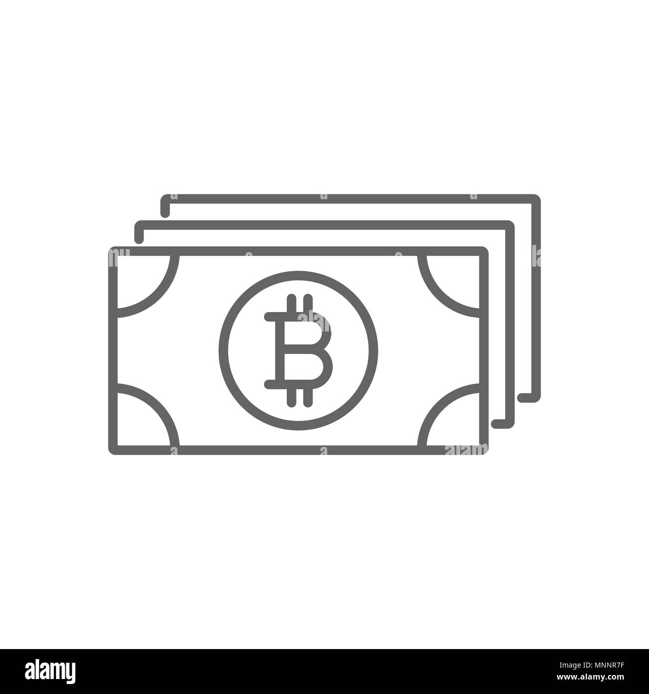 Bitcoin carta moneta sottile linea vettore Simbolo icona grafica del modello di progettazione Illustrazione Vettoriale