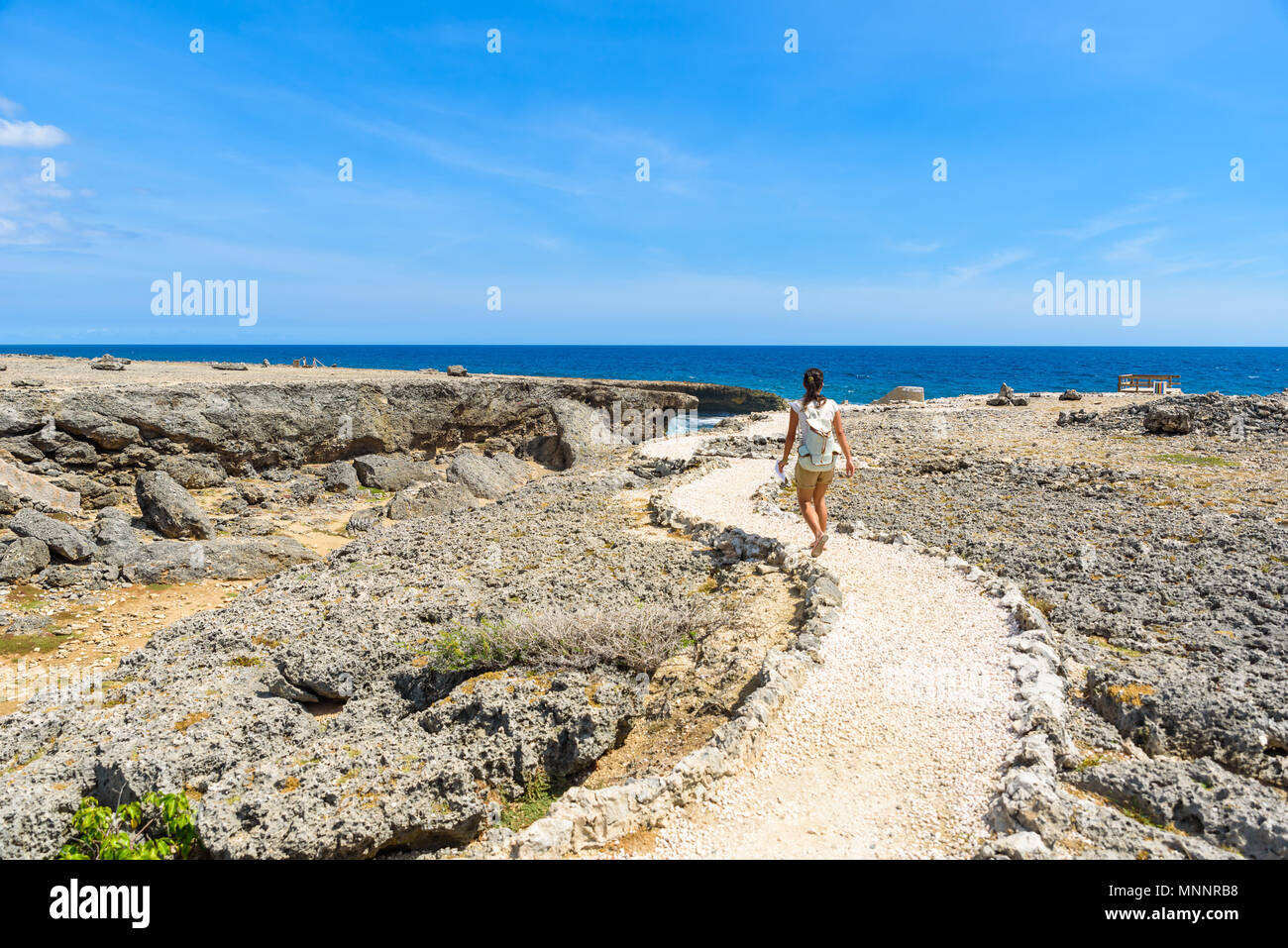 Shete Boka national park - un paesaggio fantastico scenario intorno alla piccola isola dei Caraibi di Curacao nelle isole ABC - onde che si infrangono sulla spiaggia e Foto Stock