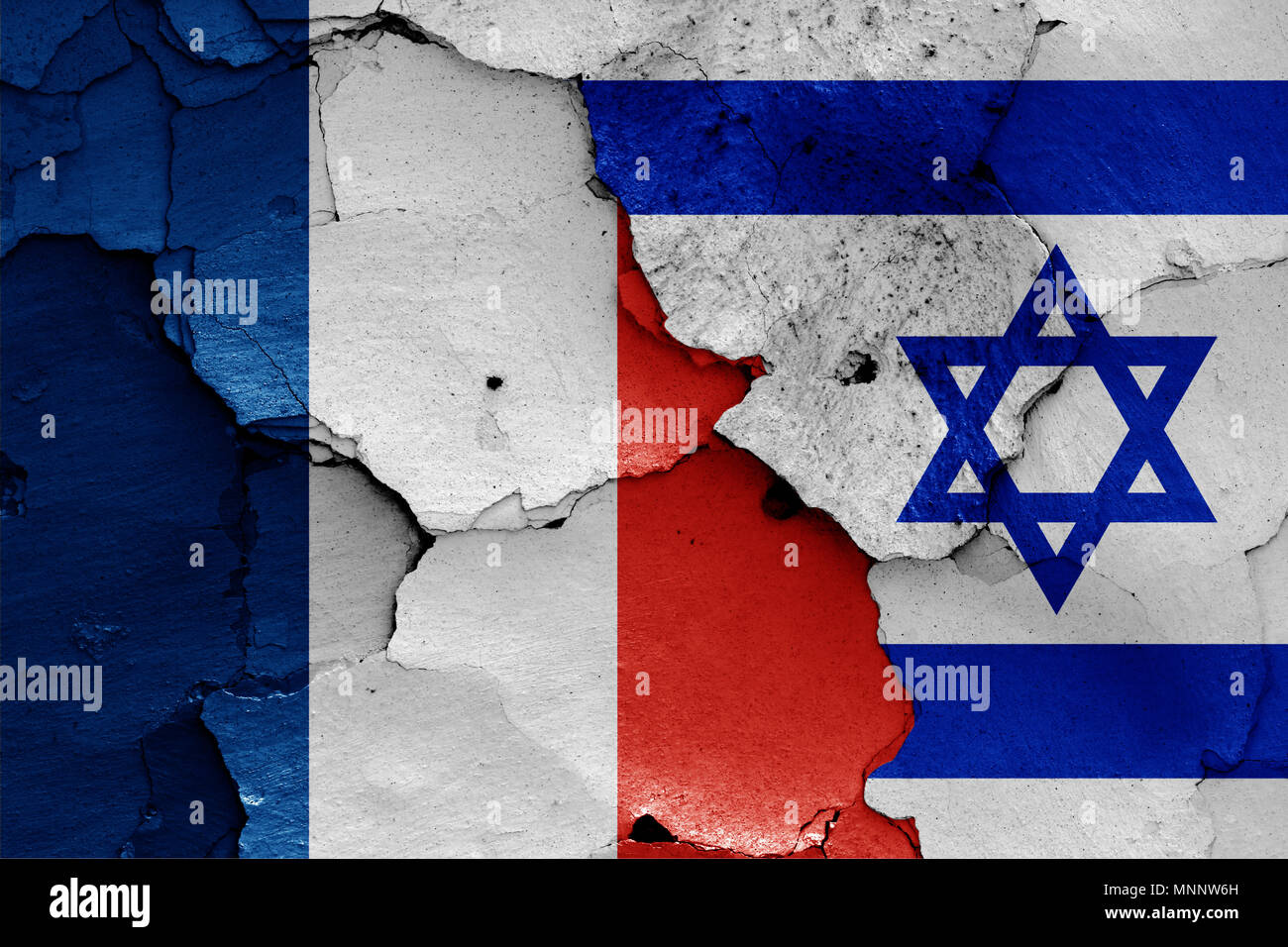 Bandiere di Francia e Israele Foto Stock