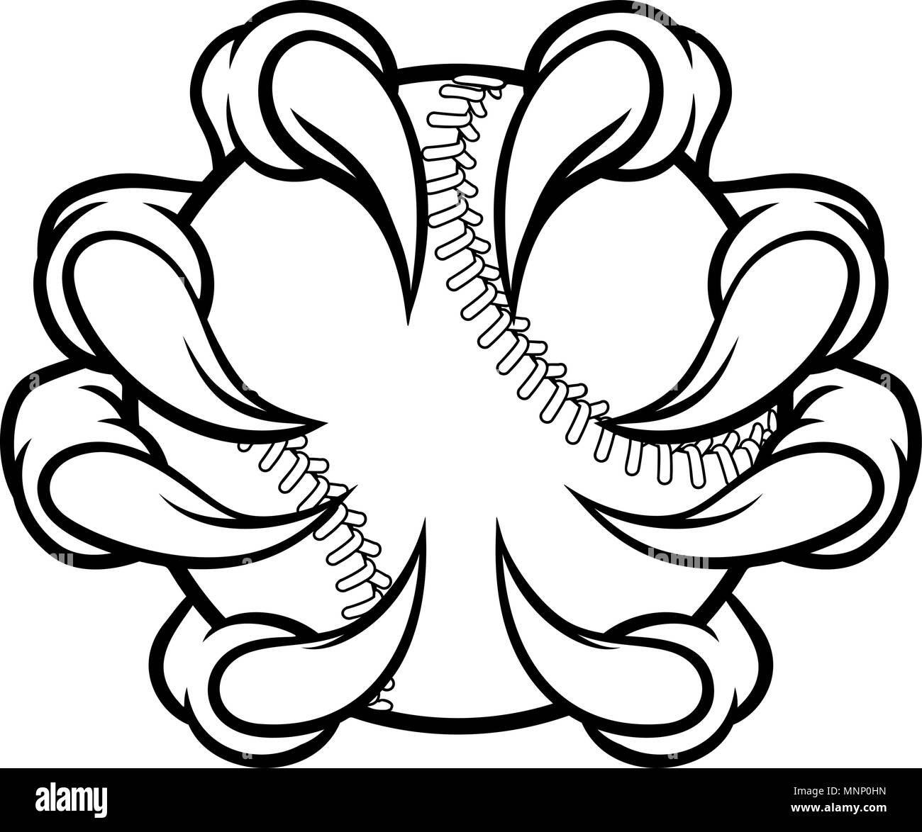 Monster claw tenendo palla da baseball Illustrazione Vettoriale