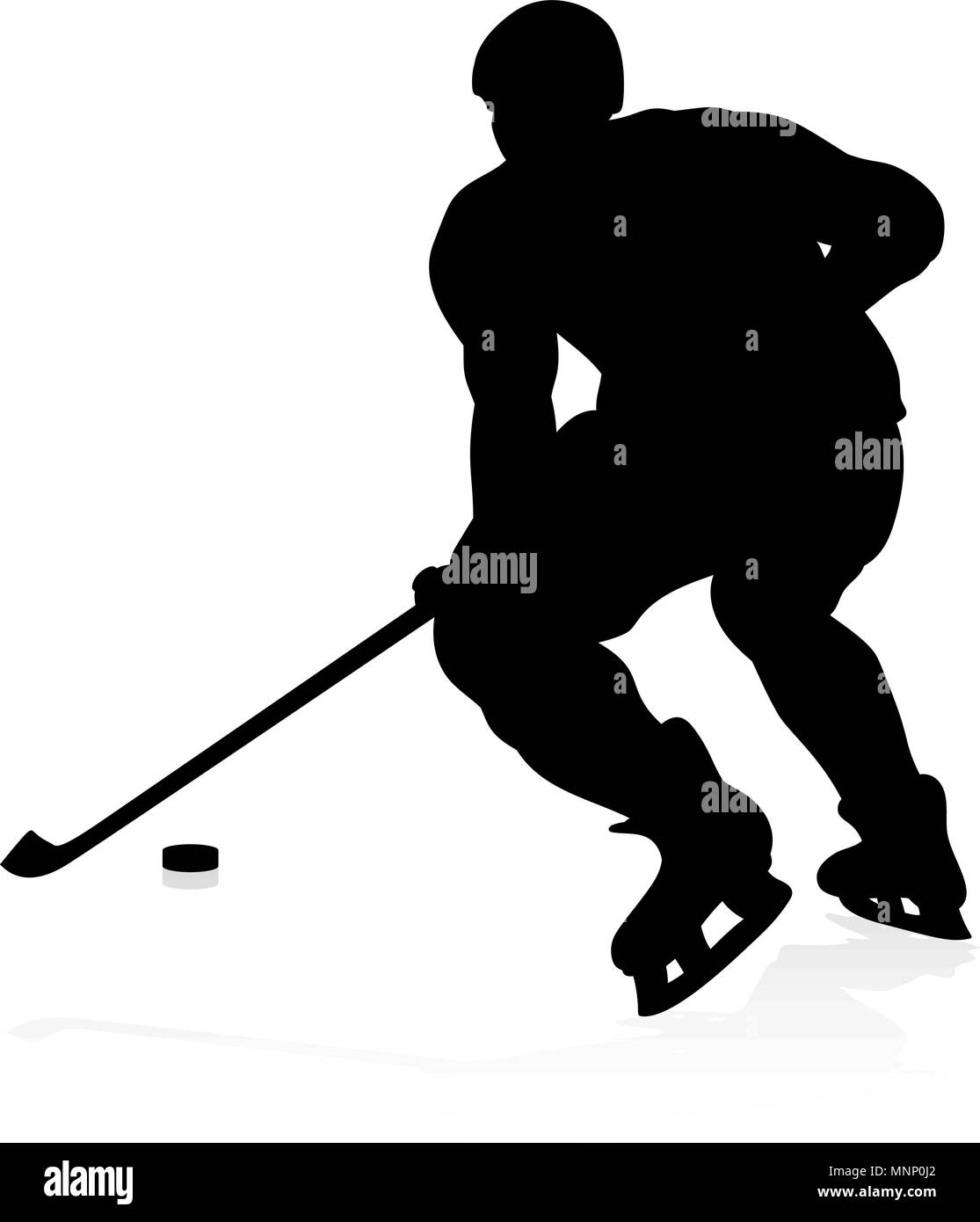 Hockey su ghiaccio giocatore Silhouette Illustrazione Vettoriale
