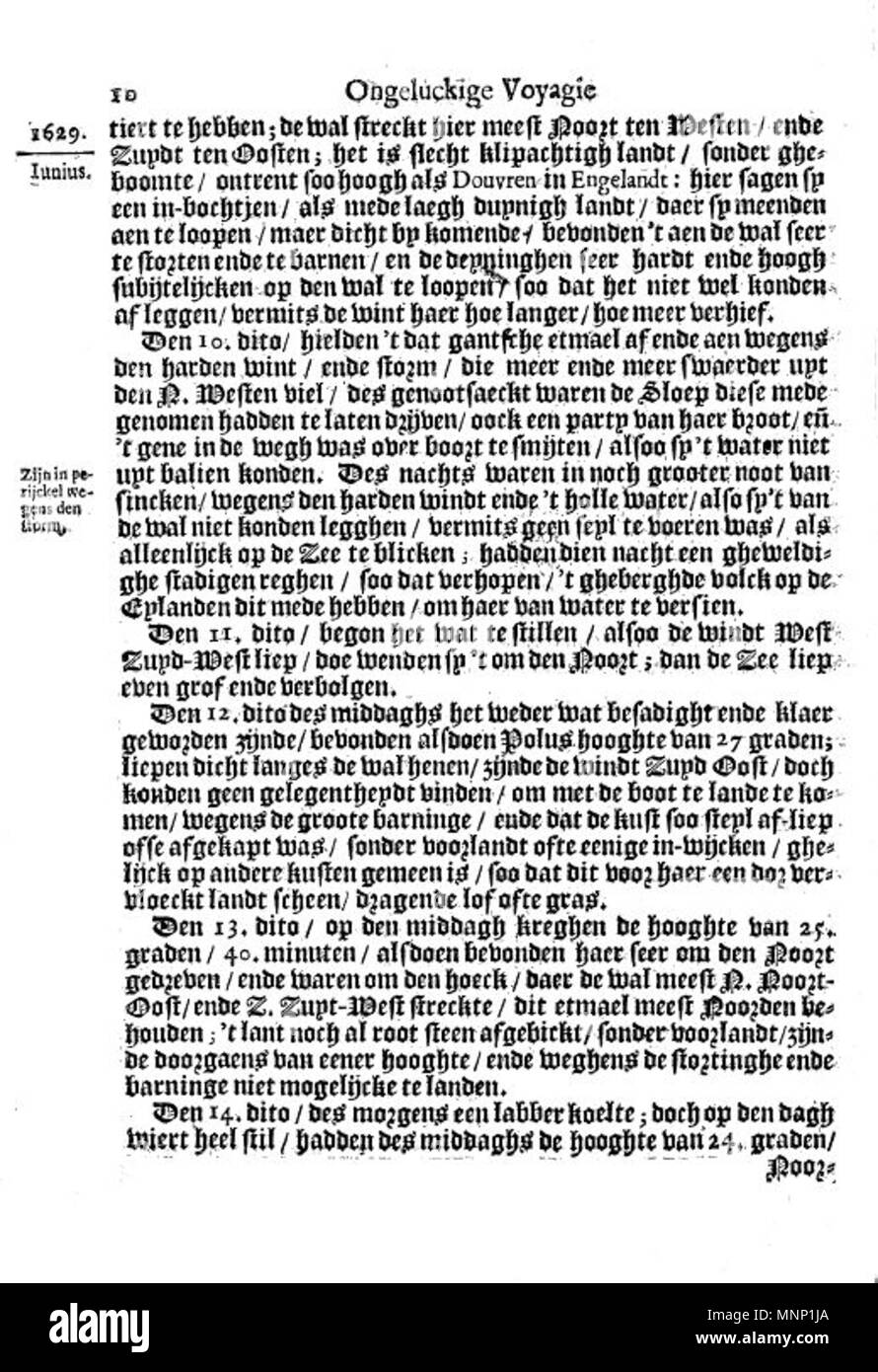 . Sommario ==Questa è una pagina dal 1647 Libro olandese Ongeluckige voyagie, non va schip Batavia ("sfortunato viaggio della nave Batavia'). Categoria:Ongeluckige voyagie, non va schip Batavia]] . 1647. Il lavoro è nominalmente di Jan Jansz, ma è in realtà una terza persona tranposition della gazzetta di Francisco Pelsaert. 942 Ongeluckige voyagie vant schip Batavia (pagina 10) Foto Stock