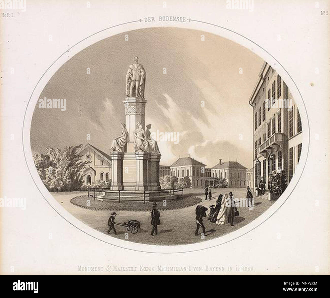 Z 003 . Monumento a Suor Majestät König Massimiliano II. von Bayern in Lindau (Platz vor dem Hotel Bayerischer Hof), Tonlitho aus dem Bodensee-Album von Julius Greth, um 1860, ca. 20 x 22,5 cm . Nel 1860 circa. Julius Greth (1824-1903) Descrizione pittore tedesco Data di nascita e morte 1824 1903 Luogo di nascita e morte di Bydgoszcz Heidelberg periodo di lavoro circa 1850-1875 sede di lavoro Bydgoszcz, Danzica, Ravensburg competente controllo : Q16739442 VIAF: 95595168 751 Julius Greth Lindau Denkmal Max II Foto Stock