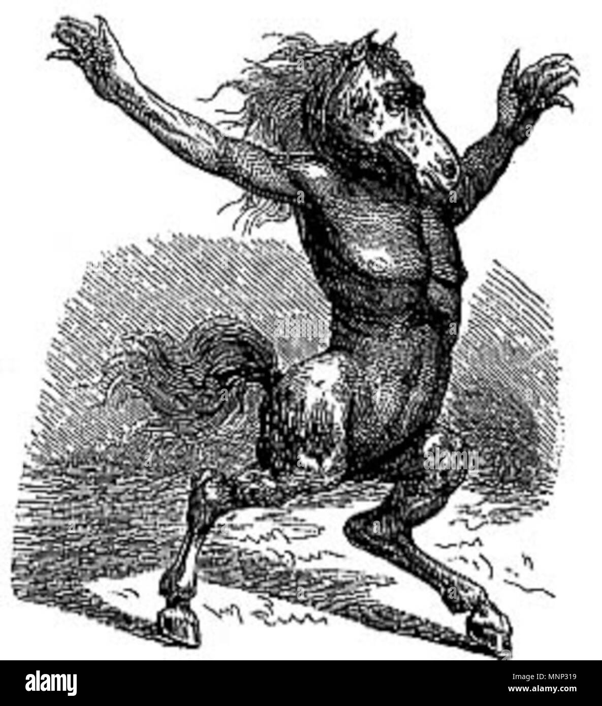 . Inglese: Immagine che accompagnano la voce "Orobas' in: Collin de Plancy (1863) Dictionnaire Infernal, p. 510; stravolte come 'Kelpie' nel mondo Guida per gli gnomi, pagg. 360/361 (Crown Publisher 1978; Gramercy 2000), repr. di Thomas Keightley, Fairy Mythology (1880). Русский: Одно из ранних изображений Оробаса . Questo file è privo di informazioni sull'autore. 947 Orobas Foto Stock