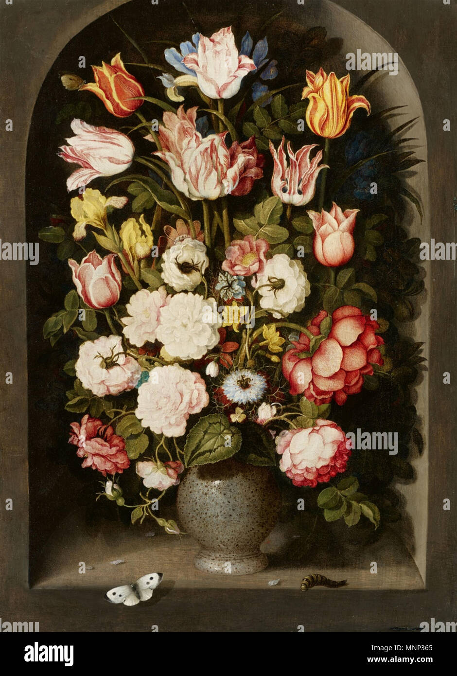 Vaso di fiori in una nicchia di pietra prima metà del XVII secolo. 948 Osias Beert - Vaso di fiori in una nicchia di pietra Foto Stock