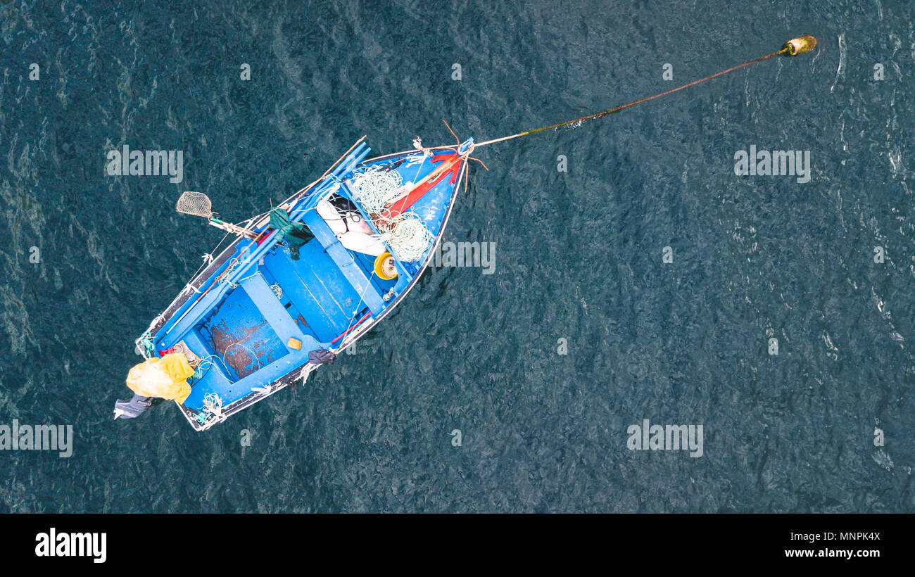 Una vista in pianta di un barche da pesca Foto Stock