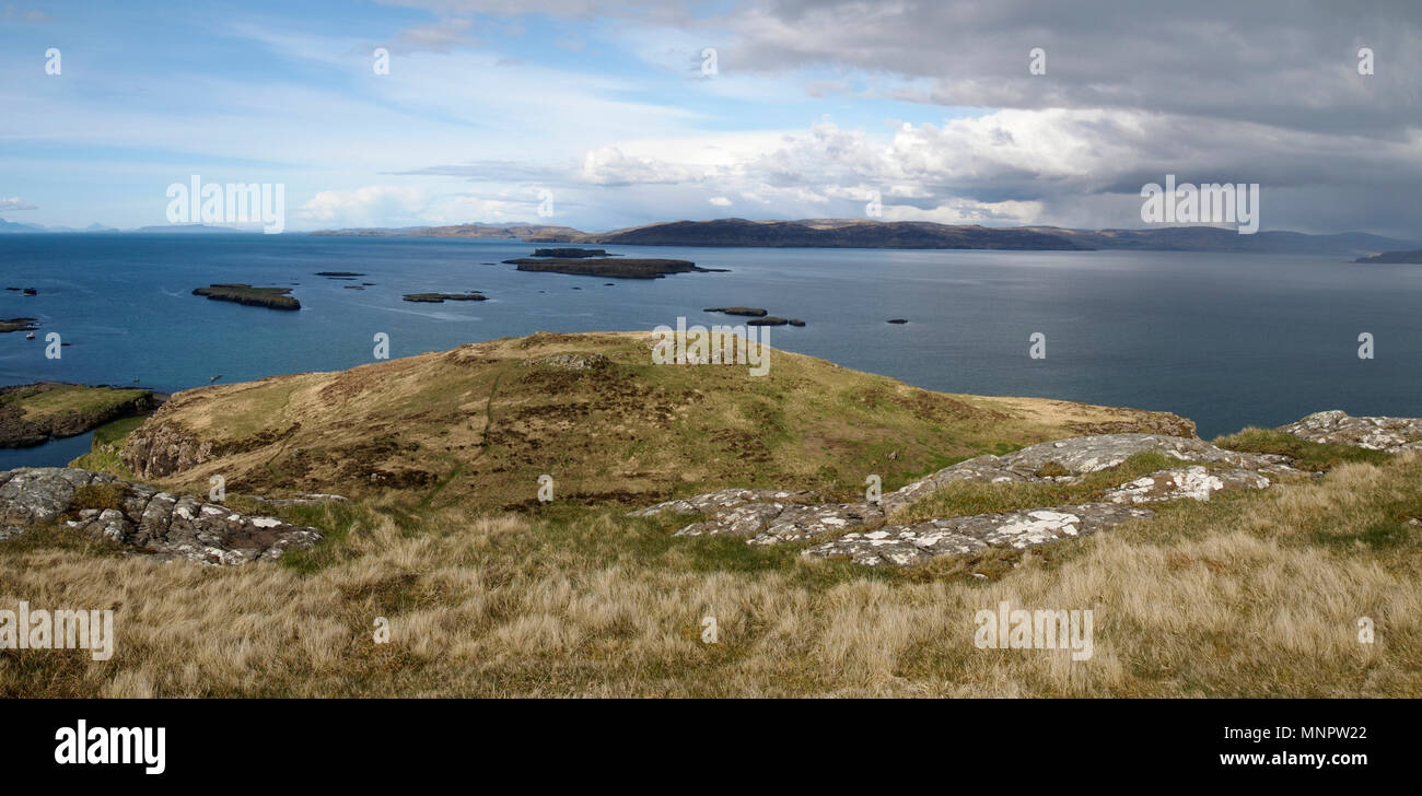 Panorama dalla vetta della lunga, Treshnish isles, Scozia Foto Stock