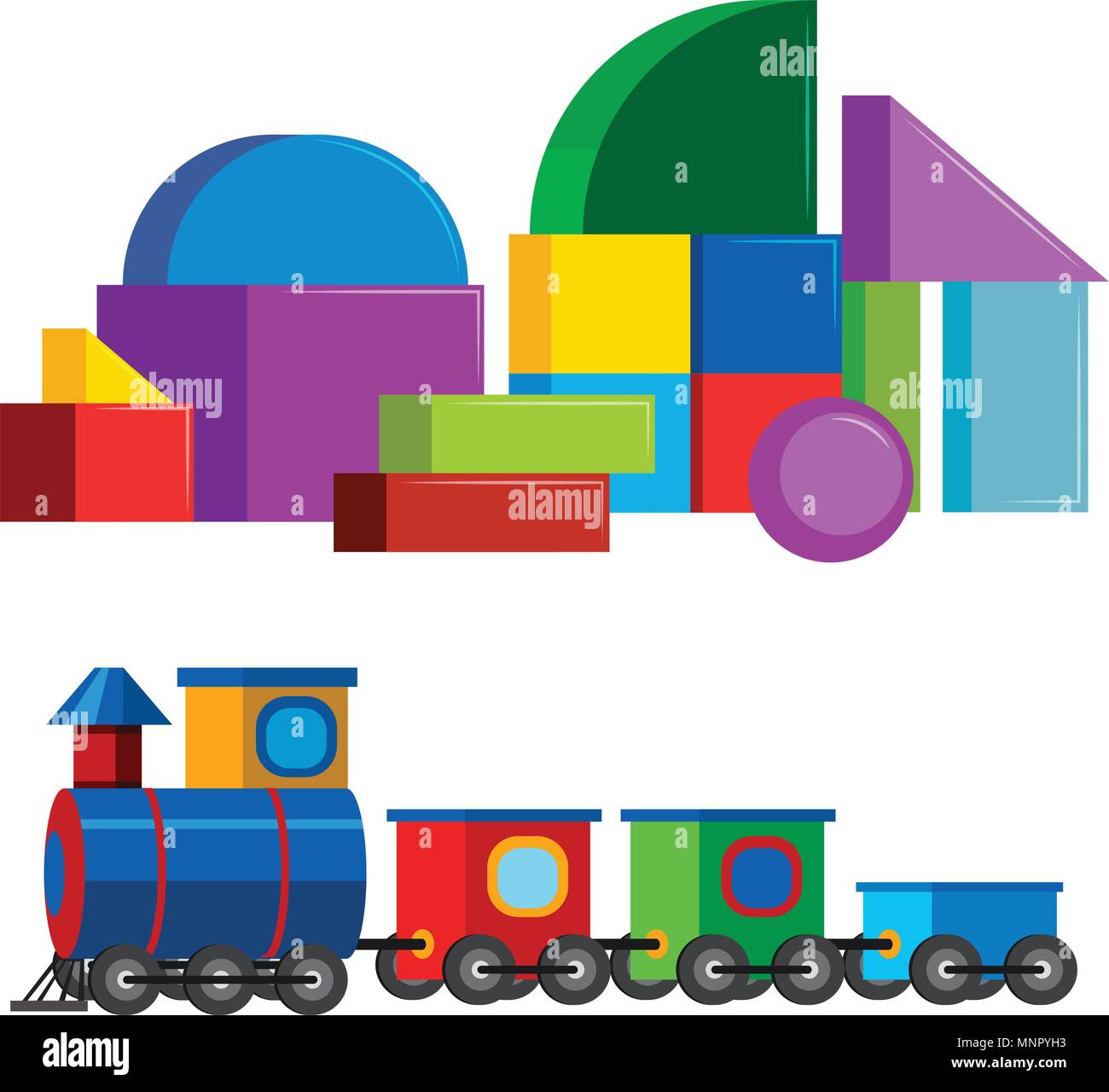 Bambini colorati Giocattoli su sfondo bianco illustrazione Illustrazione Vettoriale
